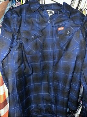 Dixxon Women’s Large Blue Plaid Flannel Shirt